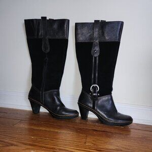 Naturalizer Boots Black Leather Tall Classic Dandy N5 Comfort Women's Sz 7.5 W